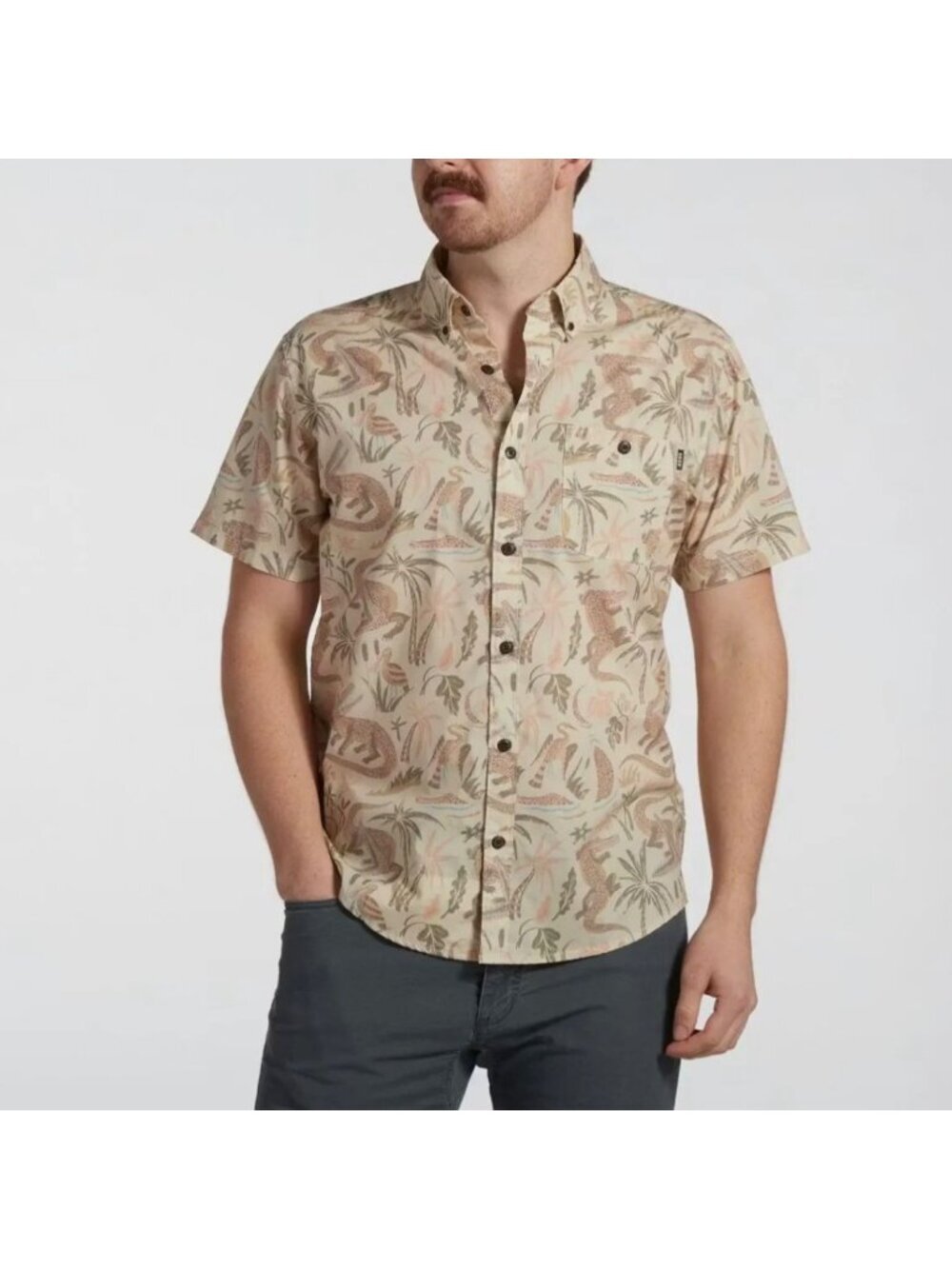 Howler Brothers Mansfield Camp Shirt Small Men Tropical Gator